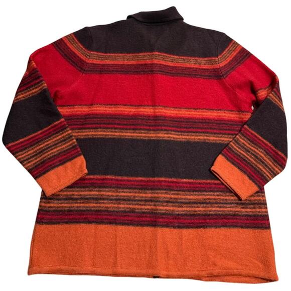 VTG Y2K Fashion Bug Sweater Button Wool Womens Plus Size 1X Stripe Orange Brown - Picture 6 of 7